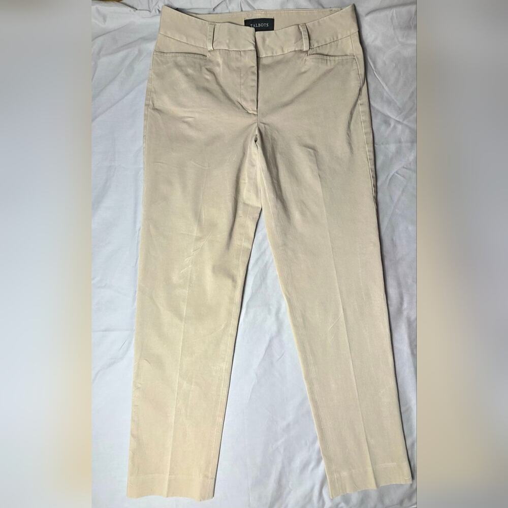 Talbots Heritage Sz 4 Capri Dungarees Ankle-Length Trousers Beige Cotton Women's